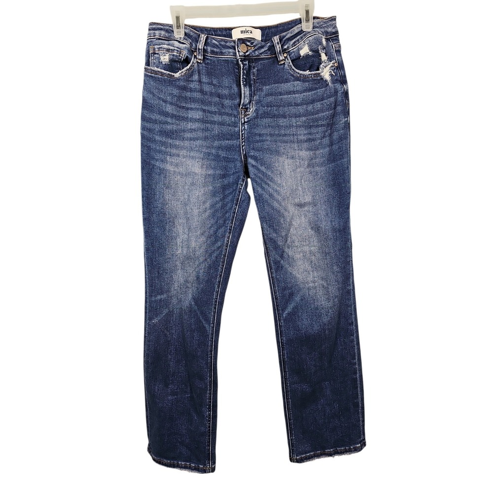 Mica Straight Leg Distressed Medium Wash Jeans Womens 30